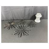 Four Metal Trivets and Marble Holder