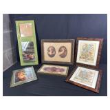 Framed Vintage Artwork and Mirror