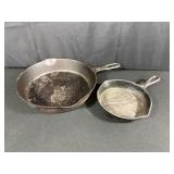 Two Cast Iron Skillets with Markings