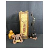 Decorative Items, Including Buffalo Horn Crane