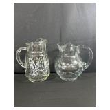 Clear Glass Pitchers with Etched Design