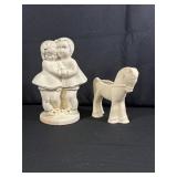 Ceramic Boy and Girl Figurine and Horse Planter