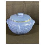 Blue Ceramic Lidded Bowl With Chain Design
