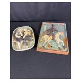 Two Hand-Painted Ceramic Wall Plaques