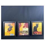 Three Framed Vintage-Style Posters