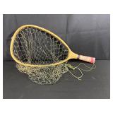 Wooden Fishing Net with Woven Mesh