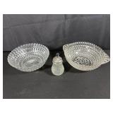 Pressed Glass Bowls and Sugar Dispenser