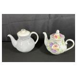Two Ceramic Teapots with Floral Designs