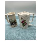 Ceramic Pitcher and Mug Set with Designs