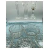 Clear Glass Bowls and Candleholders