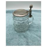 Glass Beer Stein With Pewter Lid