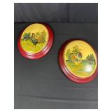 Oval Rooster Wall Plaques