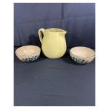 Ceramic Pitcher and Two Bowls Set