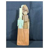 Carved Knife Set with Wood and Sheath