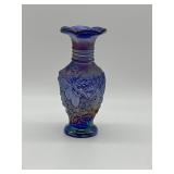 Fenton Blue Iridescent Glass Vase