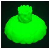 Uranium Glass Candle Holder, 4 Inches Tall
