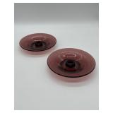 Amethyst Glass Candle Holders, 7' Diameter