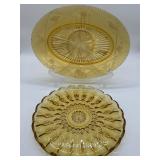 Amber Glass Serving Platter and Cake Plate