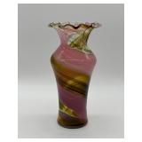 Ribbon Glass Art Nouveau Vase, 8 Inches Tall