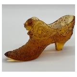 Fenton Amber Cat Head Shoe