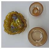 Indiana Glass Loganberry Bowl and Two Amber Bowls