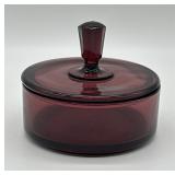 New Martinsville Queen Anne Amethyst Puff Box