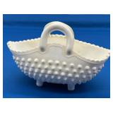Fenton Hobnail Milk Glass 6 1/2' Oval Basket