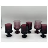 Amethyst Glass Goblet Set with Decorative Details
