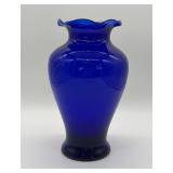 Anchor Hocking Cobalt Blue Ruffled Vase