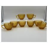 8 Brockway Glass Amber Cups