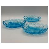 Three Anchor Hocking Blue Divided Dishes