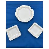 Fenton White Milk Glass Hobnail Ashtray Set