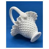 Fenton Hobnail Milk Glass Basket, 6 Inches