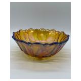 Iridescent Glass Bowl with Leaf Motif