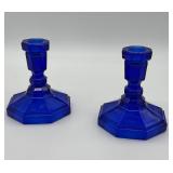 Fenton Cobalt Blue Hexagonal Candlesticks
