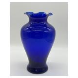 Anchor Hocking Cobalt Blue Ruffled Vase