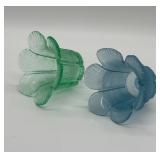 Viking Glass Votive Holders in Blue and Green