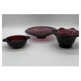 Three Amethyst Glass Bowls