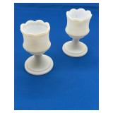 Fenton Satin Milk Glass Tulip Votive Holders
