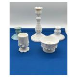 Fenton Thumbprint Candle Holder & Assortment