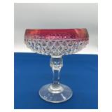 Indiana Glass Ruby Flash Diamond Point Compote