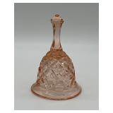 Viking Pink Glass Bell, Diamond Pattern
