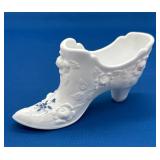 Fenton Cabbage Rose Milk Glass Slipper