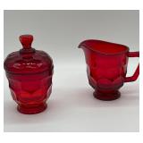 Viking Glass Amberina Georgian Cream and Sugar