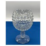 Clear Hobnail Glass Compote, 7' Tall