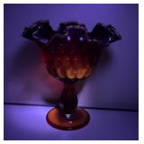 Fenton Amberina Double Crimped Compote