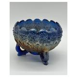 Fenton Blue Carnival Glass Orange Tree Bowl