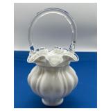 Fenton Silver Crest Milk Glass Basket