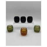 Seven Textured Glass Candle Holders
