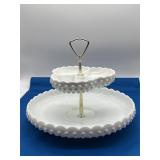Fenton Hobnail Milk Glass Two-Tier Tidbit Tray